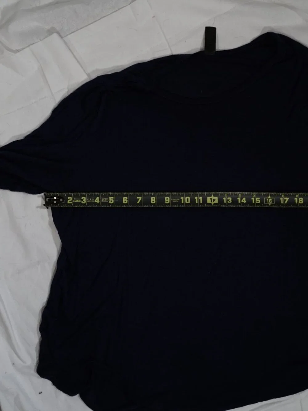 LOGO Navy Blue Lightweight Knit Scoop Neck Long Sleeve Top